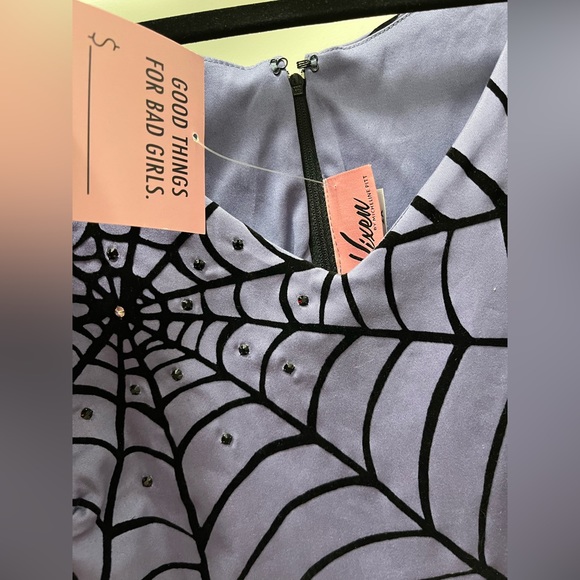 Vixen by Micheline Pitt Widow Spider Web Dress in Periwinkle - Picture 6 of 8